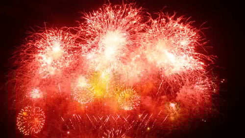 Red and Gold Fireworks Display on Black Night Sky