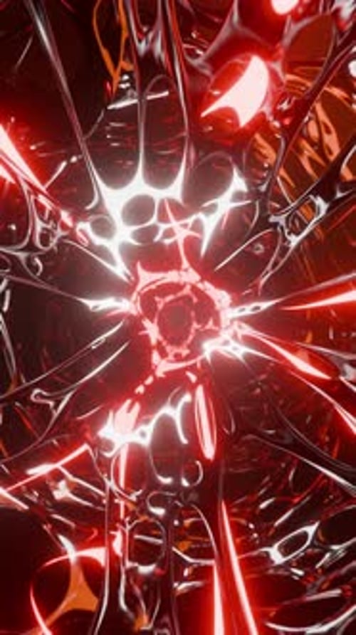 Luzes de néon brilhantes que se movem em loops infinitos na vertical