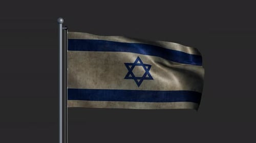 Textured Israel Flag Waving on a Pole