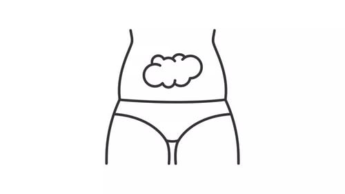 Animated Line Art of Human Abdomen With Bloating