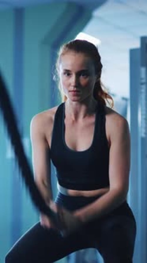 Engaging in an Intense Workout Session Takes Place in a Modern Vibrant Gym Environment