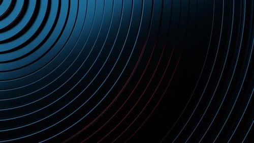 Background of blue rings with red backlight moving waves. Loop animation