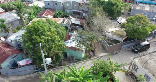 Aerial view of a suburban neighborhood in dominican republic