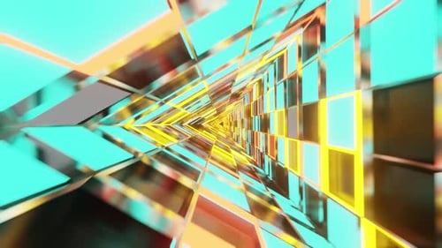 Triangle Blue And Orange Rotated Mirrored Sci Fi Glass Vj Tunnel Loop