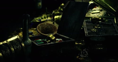 Ancient Gold Treasure Chest Reveal with Dynamic Light