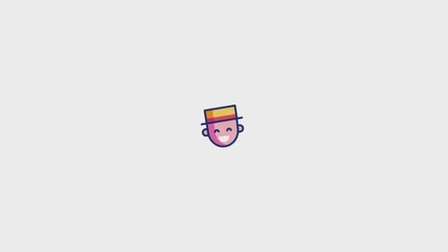 Happy Animated Face Icon in Flat Design Style