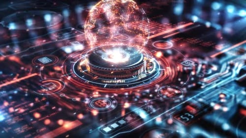 Futuristic Digital Technology Interface with Abstract Globe