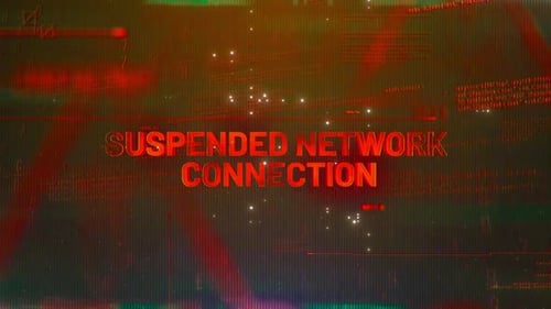 Wort zur unterbrochenen Netzwerkverbindung auf futuristischem High-Tech-Hintergrund