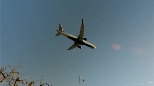 Un avion de ligne à réaction atterrit sur la piste.