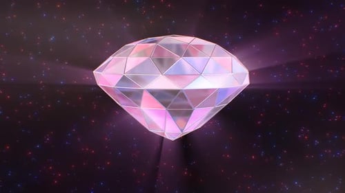 Iridescent Diamond Gemstone Rotating in Cosmic Background Loop