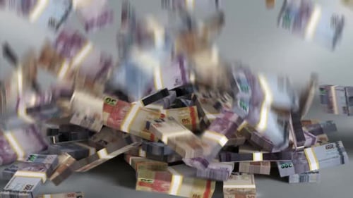 Brazil Money - Real Stacked Money Falling - Brazilian Currency