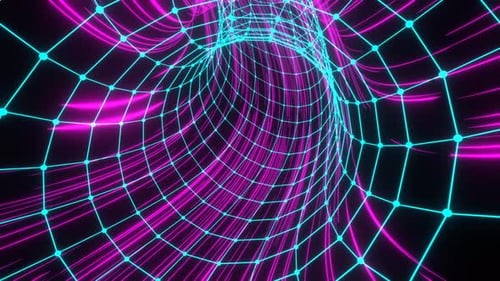 Zyanfarbener und rosafarbener Neon-Wurmloch-Hintergrund VJ Loop In 4K