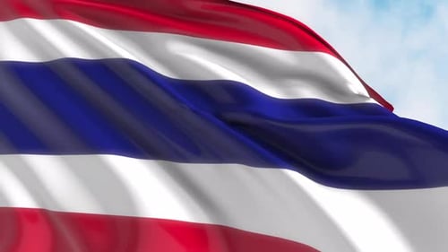 Realistic Thailand National Flag Waving Seamless Animation