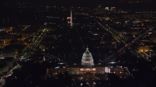 Dc Capitol at Night Aerial View
