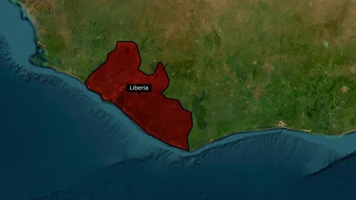 Liberia Map Zoom Highlight on Africa Satellite