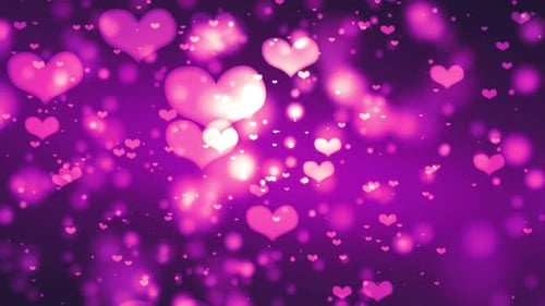 Glowing Pink Hearts Fluid Abstract Background Loop
