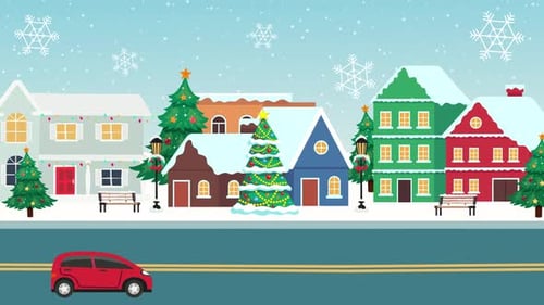 Snow Fall Christmas Town Animation