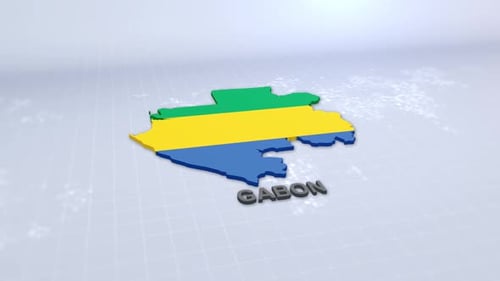3D Animated Map of Gabon with Flag