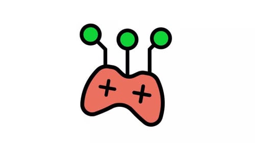 Animated Gaming Controller Icon in Flat Design Style
