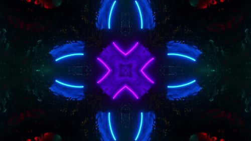 Very colorful and abstract design with blue background. Kaleidoscope VJ loop