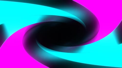 Cyan And Pink Neon Lines Move On Spiral Background Vj Loop In 4K