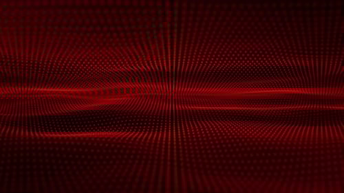 Abstract wavy field of glowing red particles on a dark background , 4k , 60 fps