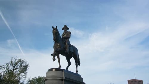 George Washington statue stands tall in Boston public gardens Massachusetts