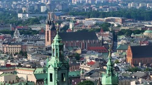 Krakow city old town aerial view