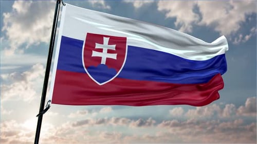 Slovakia Flag Background Realistic Waving In The Wind 4K