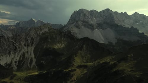 Aerial view of mountains and valleys, Austria.