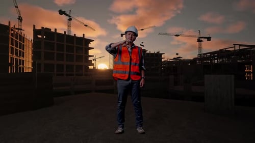 Asian Male Engineer Showing Thumbs Down Gesture And Shaking His Head At Building Site