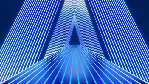 Retro Neon Road Tunnel with Abstract Triangle Arc Animation Background