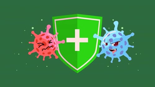 Animated Medical Shield Protection Against Cartoon Viruses