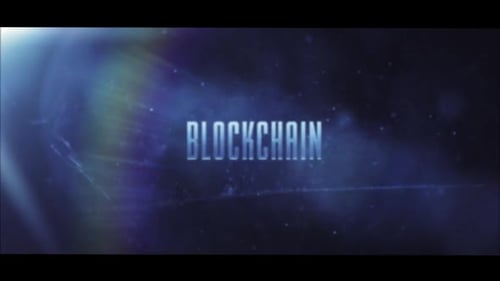 Futuristic Blockchain Text Reveal with Particle Effect and Lens Flare