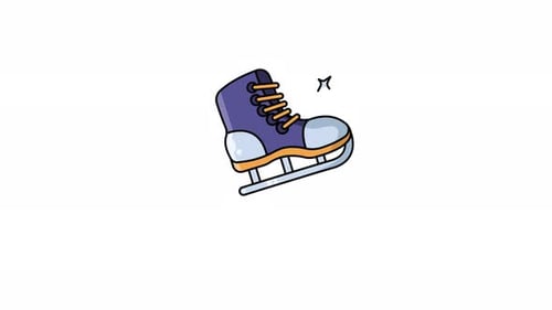 Cartoon Animated Ice Skate Icon Loop for Winter Sports