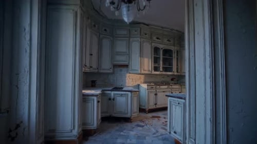 An Abandoned Kitchen That Exudes Beautiful Vintage Charm and is Filled with Natural Light