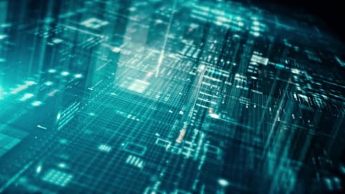 Futuristic Digital Grid Data Flow Technology Background