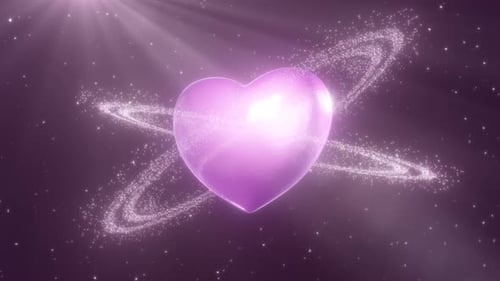 Glowing Purple Heart with Sparkling Rings Animation
