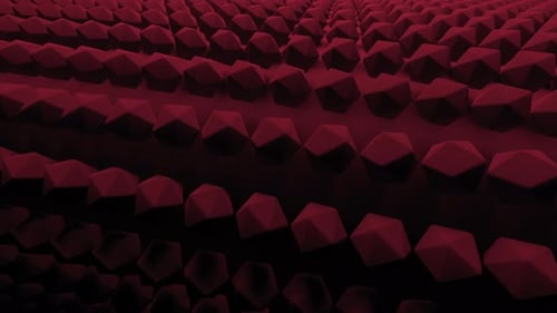 Abstract Rotating Red Bobbin Covered By Convex Polyhedrons Seamless Loop