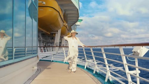 Delightfully Enjoying a Relaxing Stroll on a Beautiful Cruise Ship in the USA