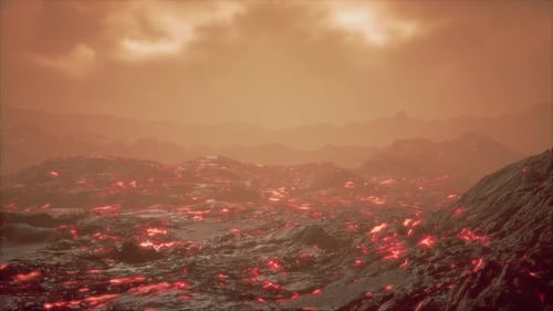 Schöne Aussicht bei Nacht auf den aktiven Vulkan mit roter Lava