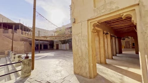 Ancient Structures Of Al Fahidi Neighborhood In Old Dubai, United Arab Emirates. Handheld