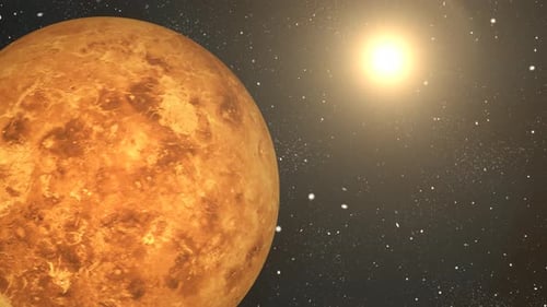 Rotating Venus planet sphere galaxy in space with solar system, Science and technology video. 1468