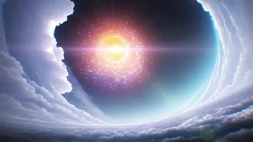 Shiny Light Flare In The Clouds Sky Art Background Loop