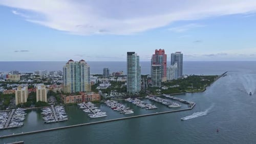 Aerial View of Miami Beach City Florida United States Drone Shot of Miami on Sunny Day Miami Beach