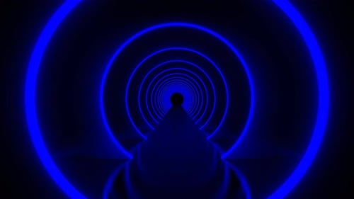 Blue Elegant Dark Sci Fi Tunnel Background Vj Loop l 4K