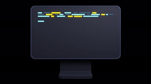 Computer programming or developing software animation. 3d rendering of flat monitor. Coding