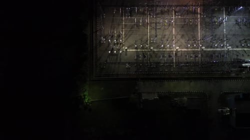 Aerial view of a high voltage substation