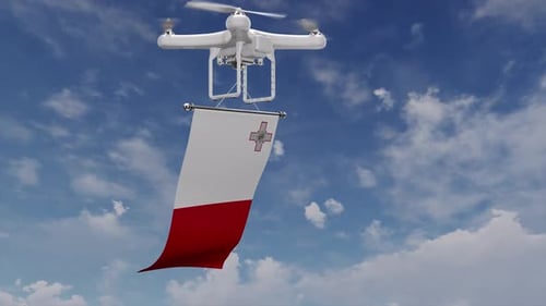 Drone Carrying Malta Flag