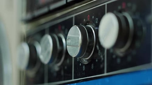 Retro Radio Tape Recorder Audio Cassette Playing Closeup Listening to Music Recording Studio Old